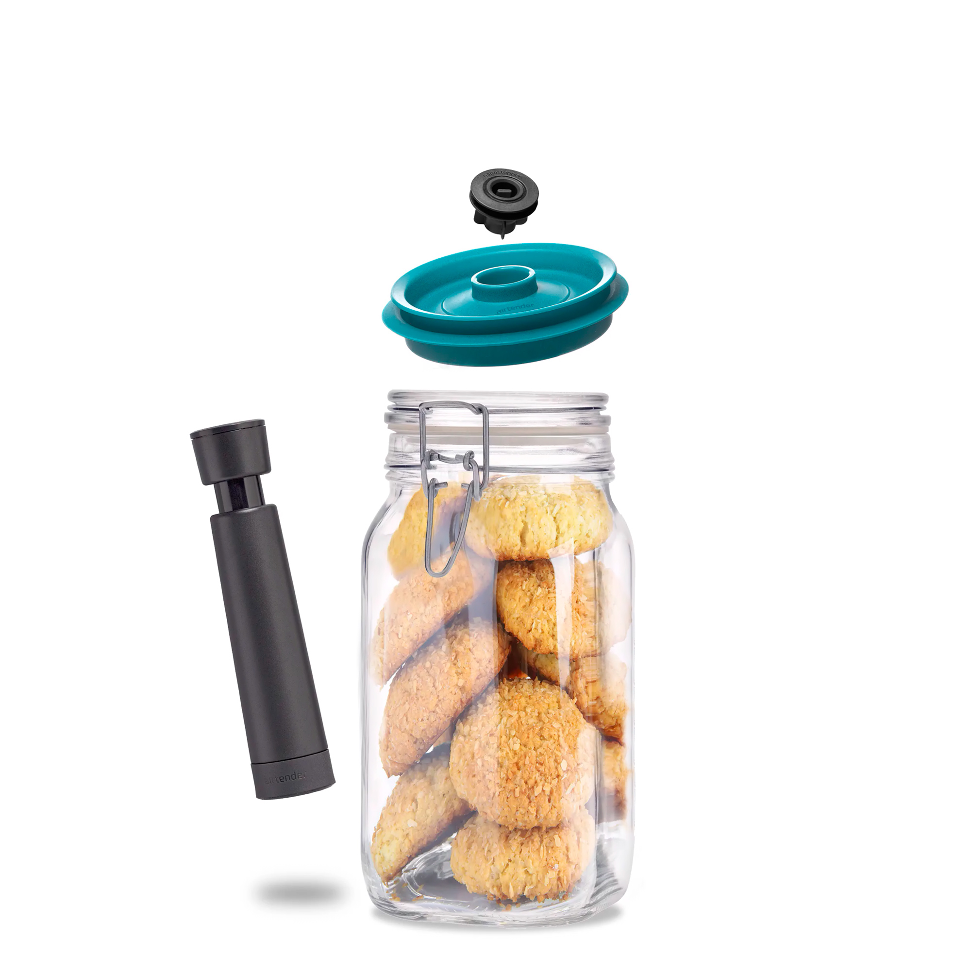 1500ml Clip Top Jar with Vacuum Set SQUARE