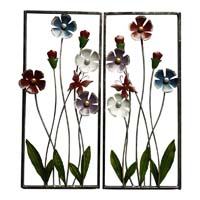 Wonen | Wanddecoratie frame metaal bloemen set 2