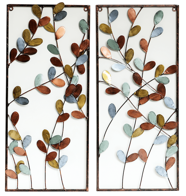 Wonen | Wanddecoratie metaal bladeren set van 2